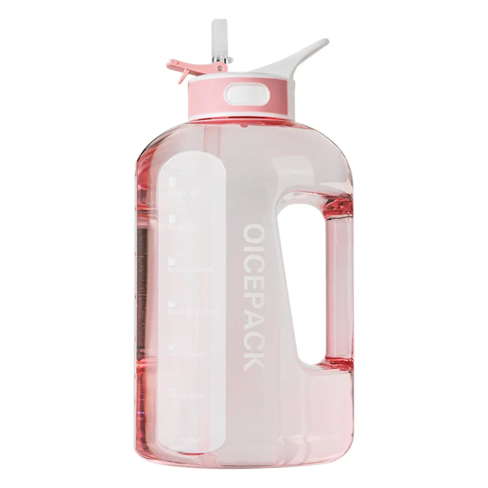 1 gallon water bottle with straw  Gym sports bottle with Measurement  Large Water Jug  with handle wholesale
