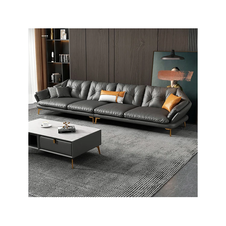 2022 Wholesale Manufacturer Home Office Living Room Chaise Modular Pure Sectional Sofa Leather Set Furniture