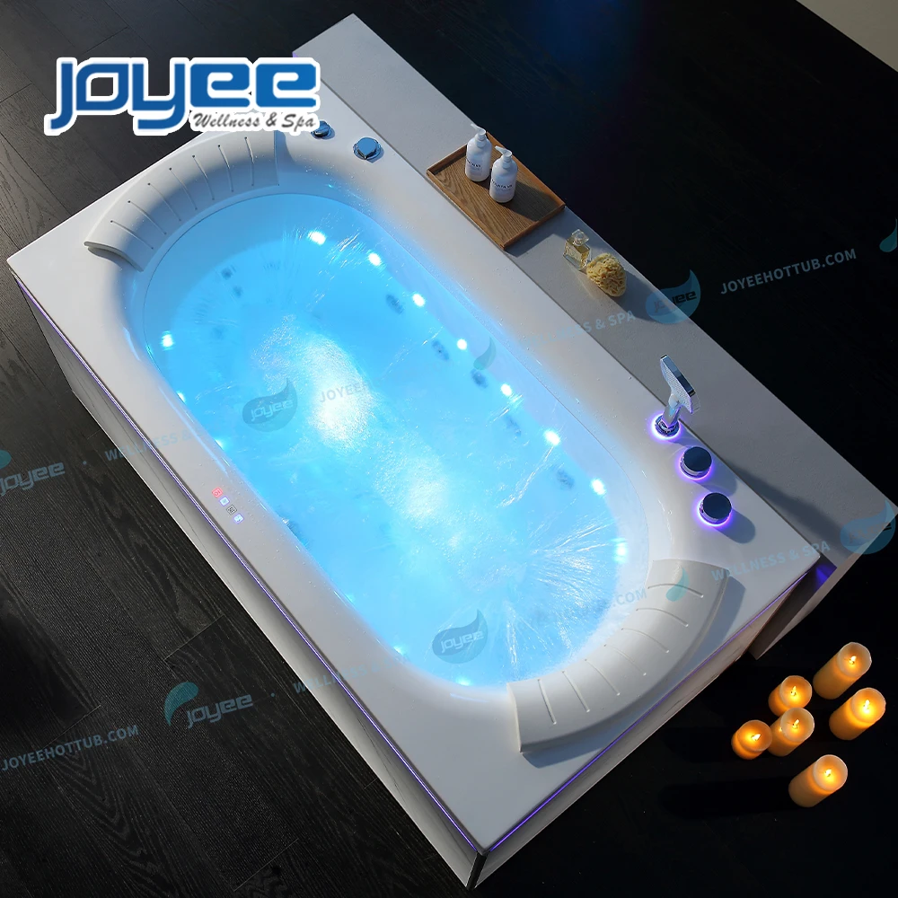 JOYEE indoor luxurious jet whirlpool massage bathtub 2 capacity acrylic spa tub with TV jaccuziier interior bathtub for hotel