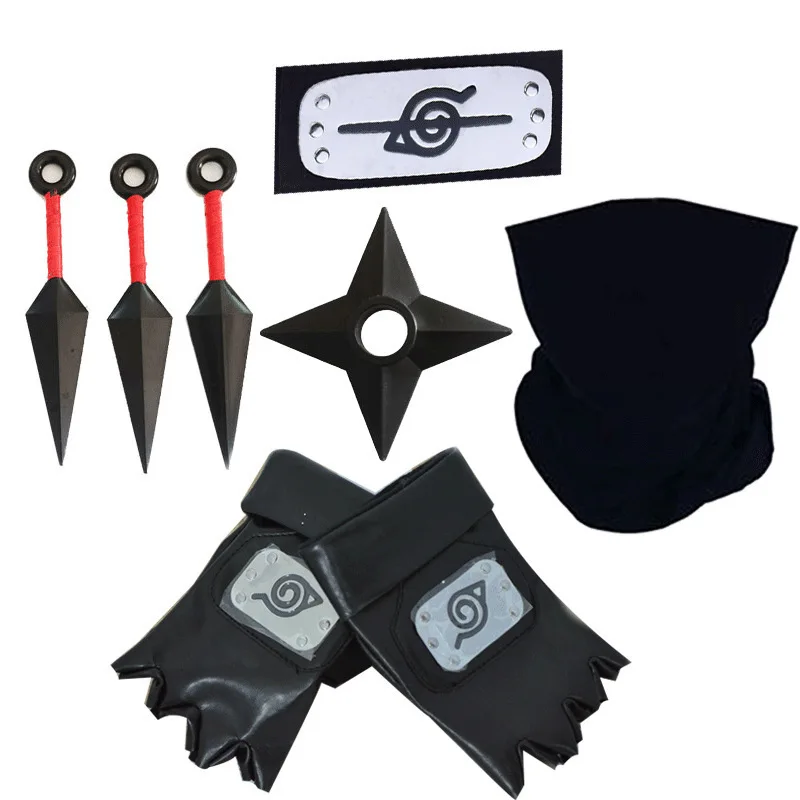 In stock wholesale anime weapons role-playing accessories glov headband combination Narut Kakashi face mask set combination