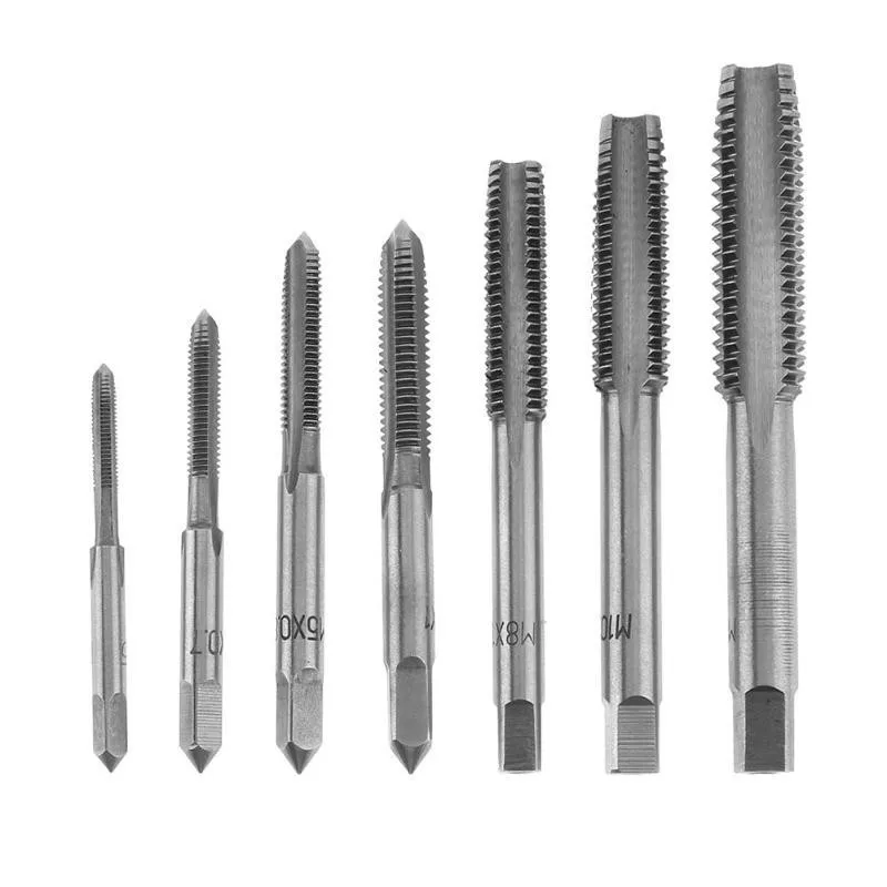 HSS M3 M4 M5 M6 M8 Machine Spiral Point Straight Fluted Screw Thread Metric Plug Hand Tap Drill Set Hand Tools