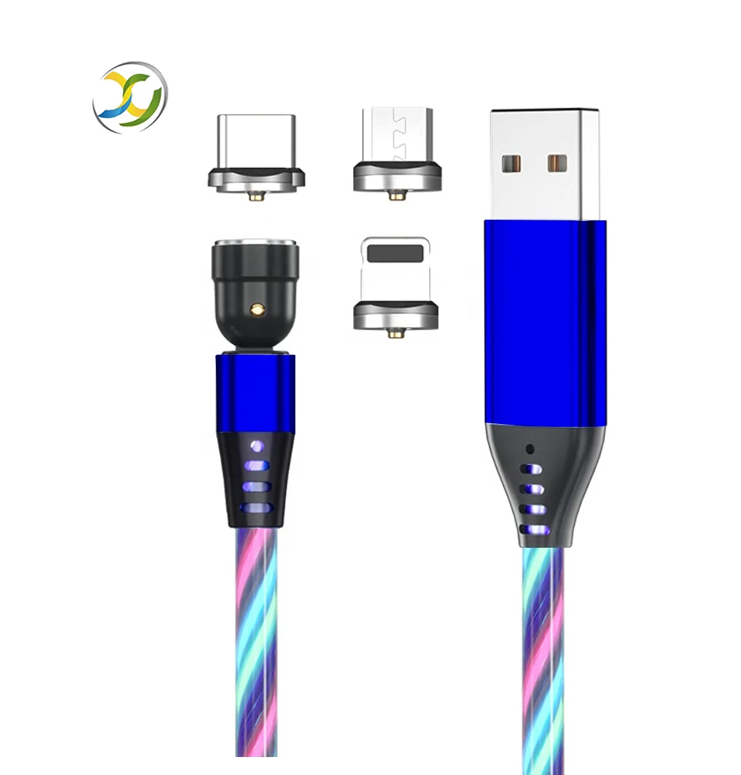 Phone Charger Cable LED Light Up OEM  Magnetic Type C Micro  3 In 1 Usb Cable