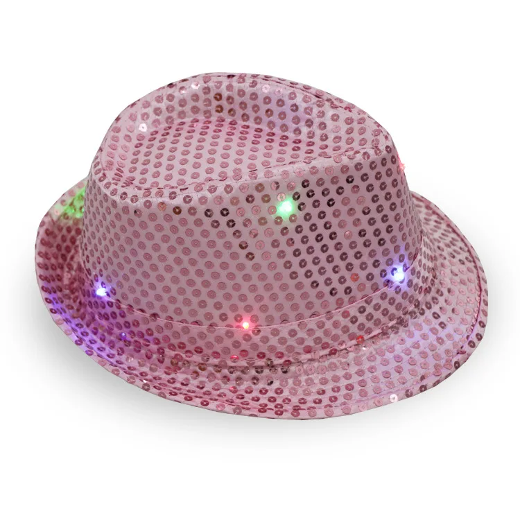 Wholesale Christmas Halloween Light Up Sequin Cowboy Party Hat Flashing Dress Dance Party LED Hat