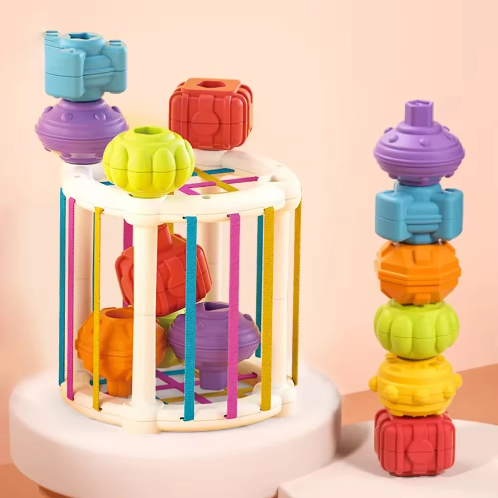 2024 Baby hot sale early education cube shape sorter toys montessori activity cube sorter sensory toys