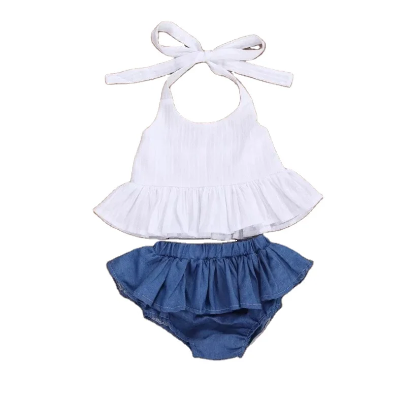 
Children Boutique Outfits StrapTop And Shorts 2 Pieces Baby Girls Soft Linen Set 