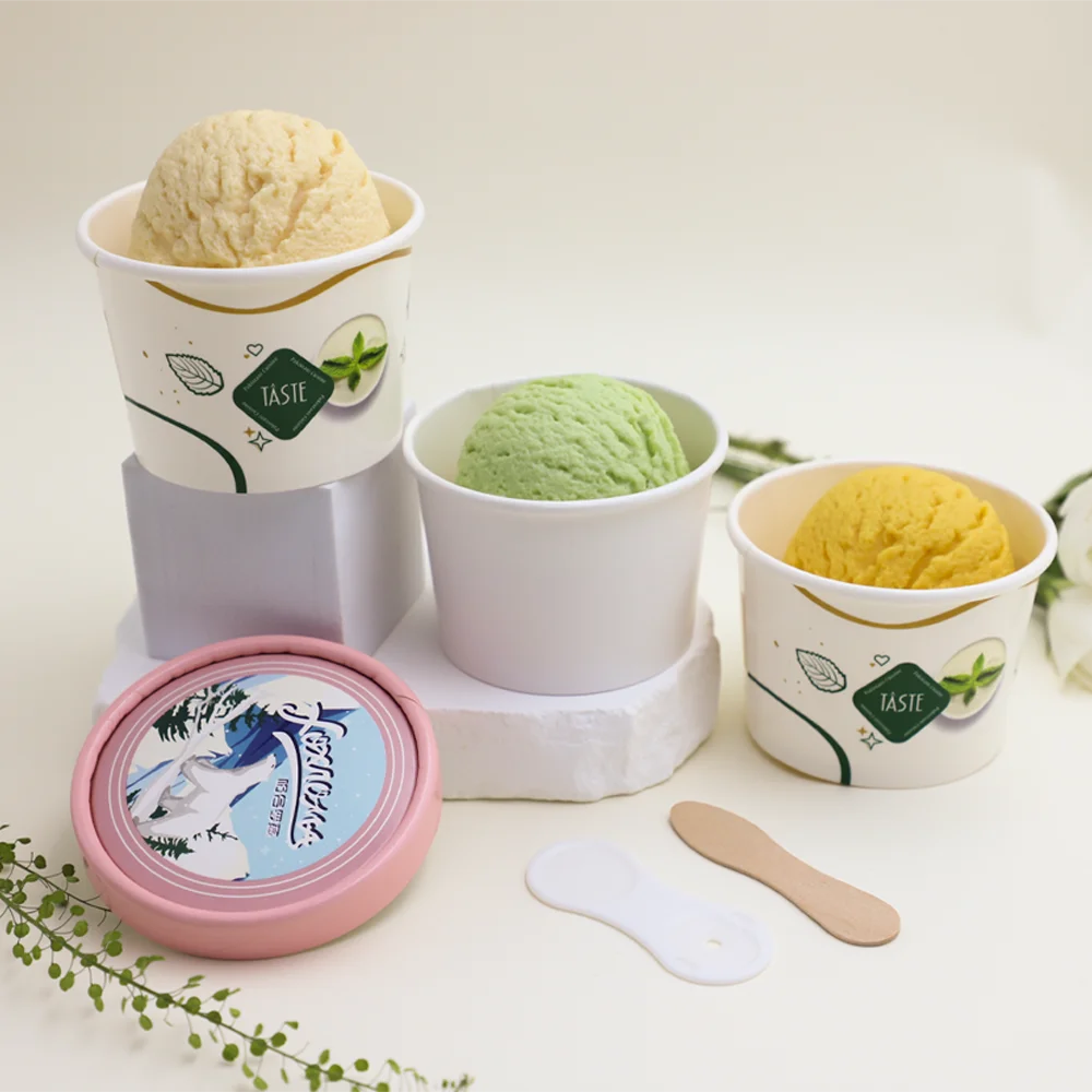 High Quality Disposable Paper Cup 3oz 4oz 5oz 6oz 7oz 8oz 12oz Custom Logo Ice Cream Paper Cup with Lid
