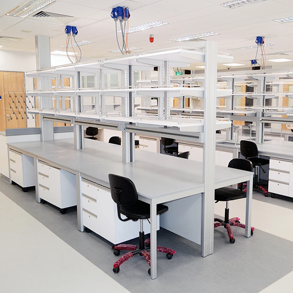 CARTMAY High Quality Laboratory Furniture Phenolic Working Tables School Chemistry Lab Island Benches With Power Supply Sockets