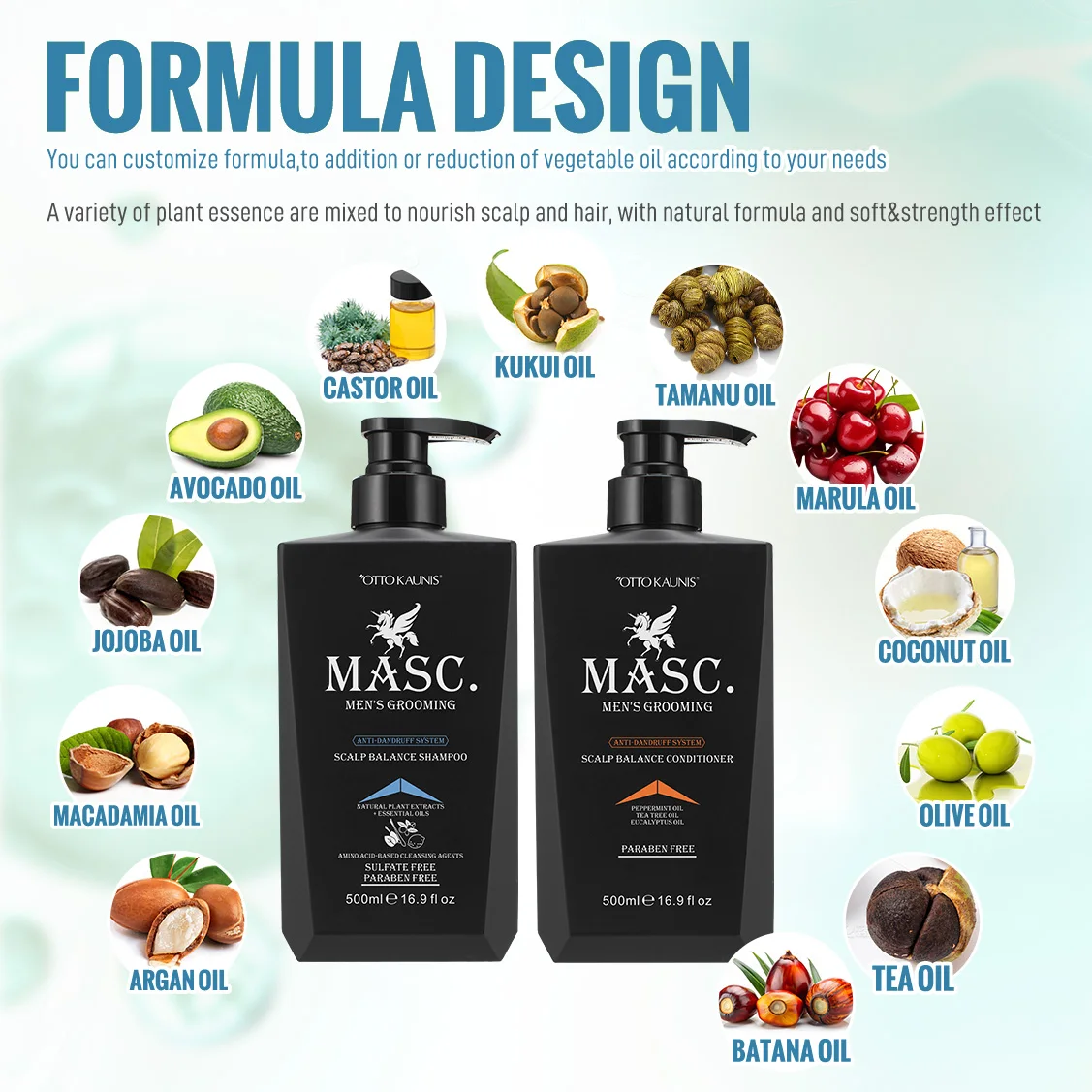 Private Label Peppermint Anti-dandruff Shampoo and Conditioner Sulfate Free Amino Acids Argan Oil Moisturizing Hair Shampoo Set