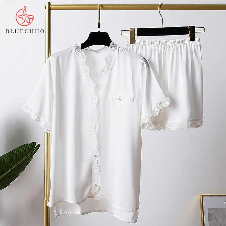 Fashionable short-sleeved lace pajamas home service students fresh home sleepwear can be worn outside