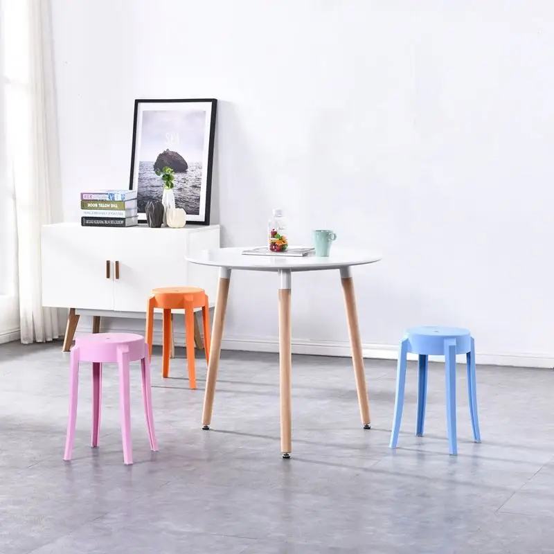 Chinese style living room furniture simple design PP stackable plastic stool living room stool for sale