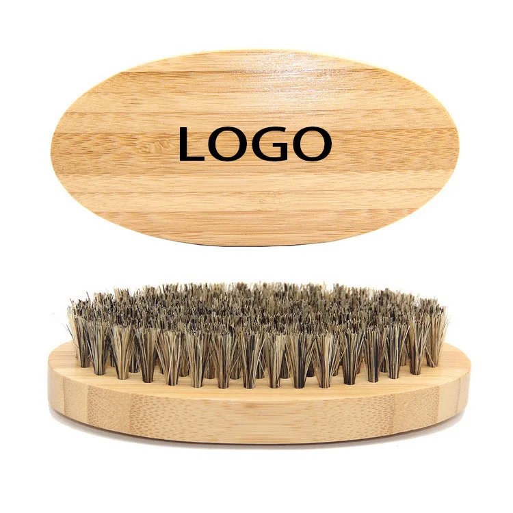 Wholesale custom made natural wooden 100% boar bristle beard brush for men