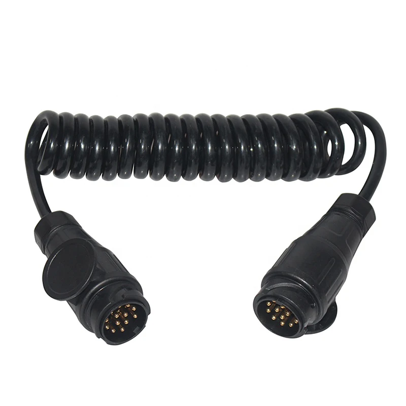 Heavy Duty Towing Connector Accessories 13Core Copper Truck Trailer Spiral Coil Cable