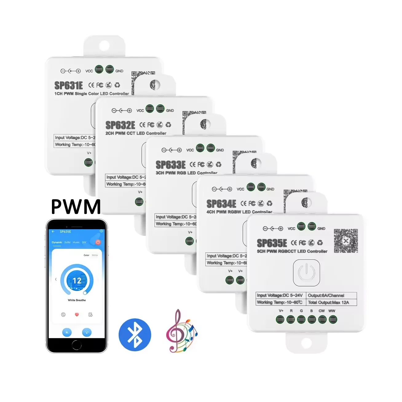eSann 5050 SMD 4In1 5In1 PWM Cob Series Strip Light WIFI Enabling B-luetooth RGBCCT RGB RGBW Led Controller