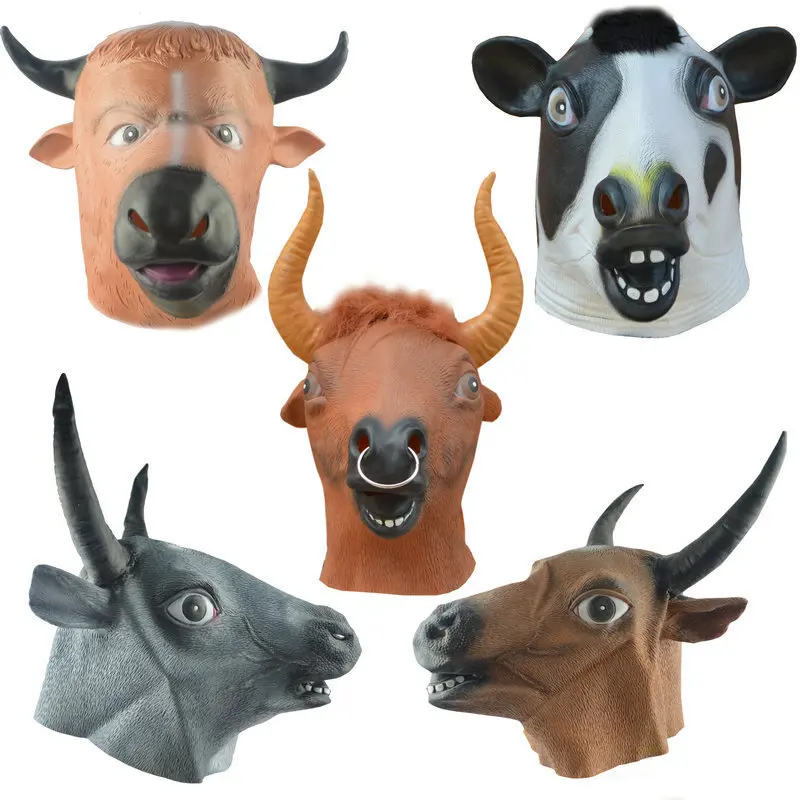 Cosplay Cow Animal Mask Party Latex Mask Adult Party Halloween Masquerade Mask Funny