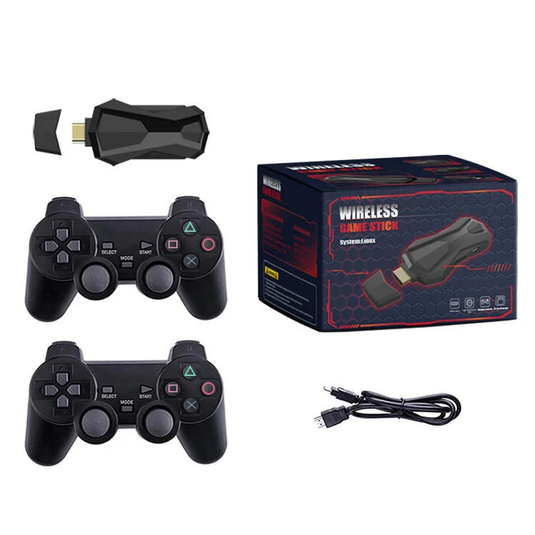 2 Players Arcade Classic Game Console 4k HD game stick With 2.4g Dual Controller Wireless Game Stick For Ps1/sega/sne
