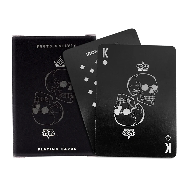SFT Free Sample Custom Logo Design Matte Black Foil Paper Poker Playing Cards With Tuck Box