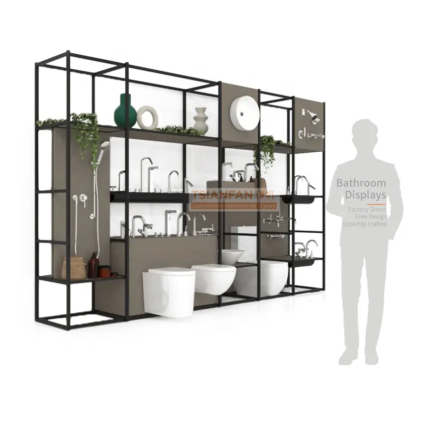 New style toilet sample foldable carton exhibition display sanitary board kitchen sink display stand faucet display stand