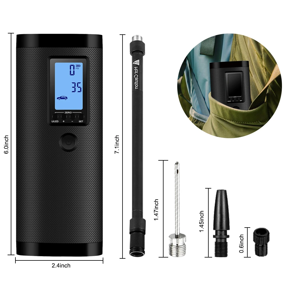 
Air Pump Mini Smart Digital Wireless Electric Usb Rechargeable Ball Bicycle Motorbike Portable Car Tire Air Pump 