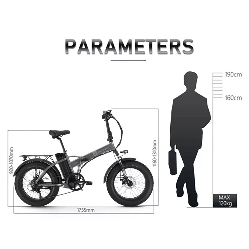 Excider XT500 Folding Mountain Bike 48V 20 Inches Fat Tire E bike with 13AH Battery and 500W Motor 60 KM Snow Electric Bicycle