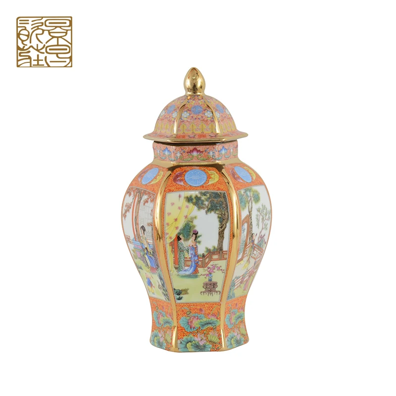 Porcelain Potiches Ginger Jar Ceramic Vase Elegant Decor Painting Home Decor Vase for Living Room