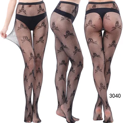 Sxx31 Tattoo Lace Hollow Totem Small Pantyhose Female Tornado Mesh Socks