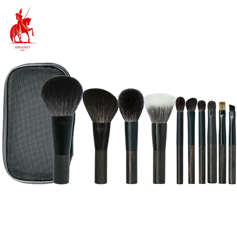 Travel Portable With Bag Goat Hair Mini Private Label Black Luxury Custom Logo High Quality Makeup Brushes Makeup Brush Set