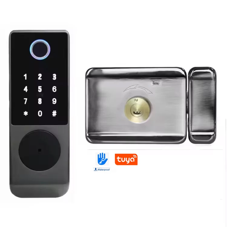 Waterproof High Safety Tuya TTlock Wifi App Manage Rim Lock Digital  Fingerprint Card Password Key Smart Home Door Lock