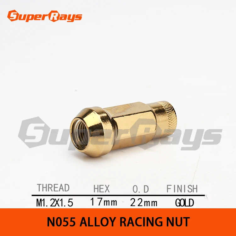 N055 GOLD MUTEKI Cone Seat 17mmHex M12x1.5/M12x1.25  Blister Packing Wheel Racing Nut Sets