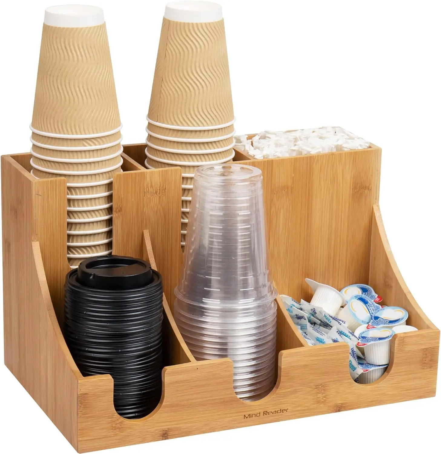 Creative New Bamboo Desktop Coffee Cup Organizer Disposable Paper Cup Organizer for Tea and Milk Wooden Material