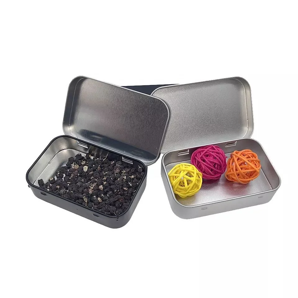 Custom Square Black White Sliver Gold Package Box Food Metal Tin Box With Hinged Lid