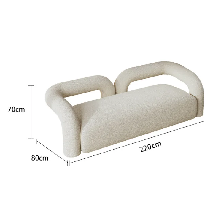 Modern Luxury Nordic Style 2-3 Seat Fabric Sofas Single Curved White Chesterfield Couch Hotel Polart fleece Fluffy White Sofa