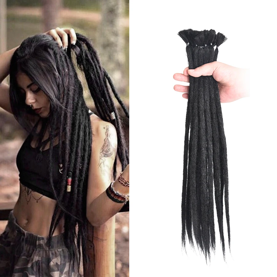 Alileader Brown Handmade Dreadlocks Hair Extensions 20 Inch Crochet Braids Maya Hip-Hop Synthetic Dreads Crochet Braiding Hair