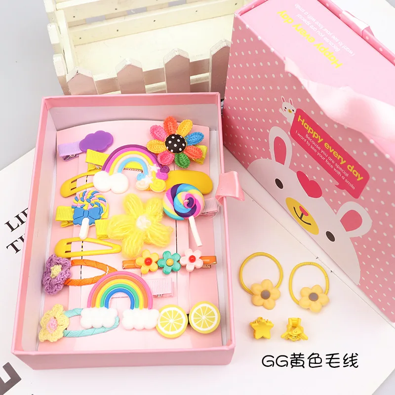 New style girl accessories kids lovely hair clips and hair ties gift box fashion Kids hair  Accessories Set