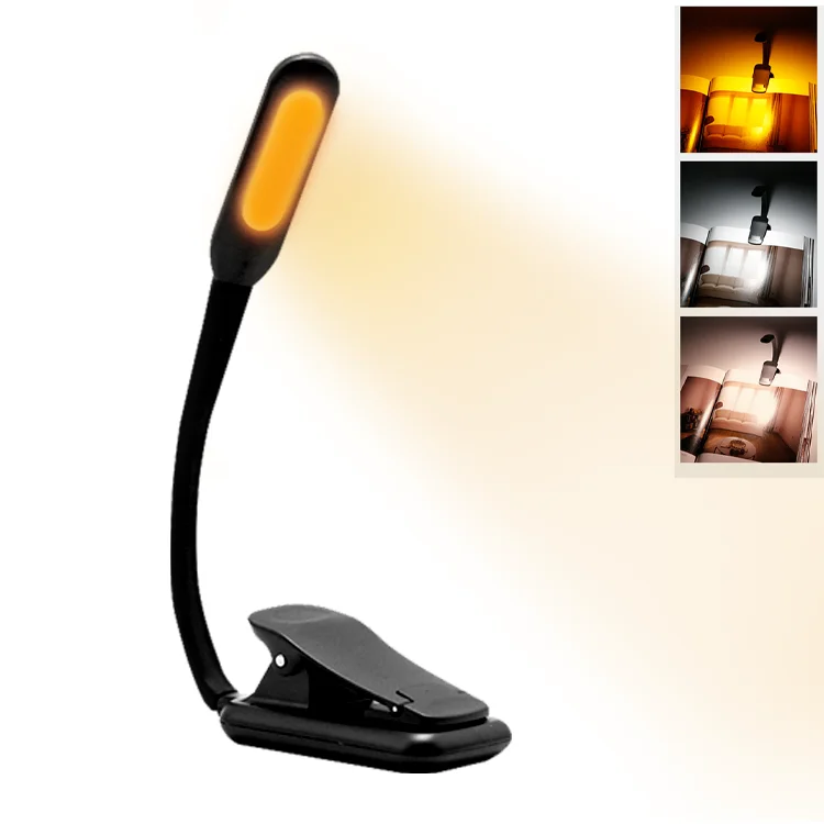 3 Color Temperature 9 Brightness Levels Clip On Book Light Reading In Bed Rechargeable LED Reading Lights