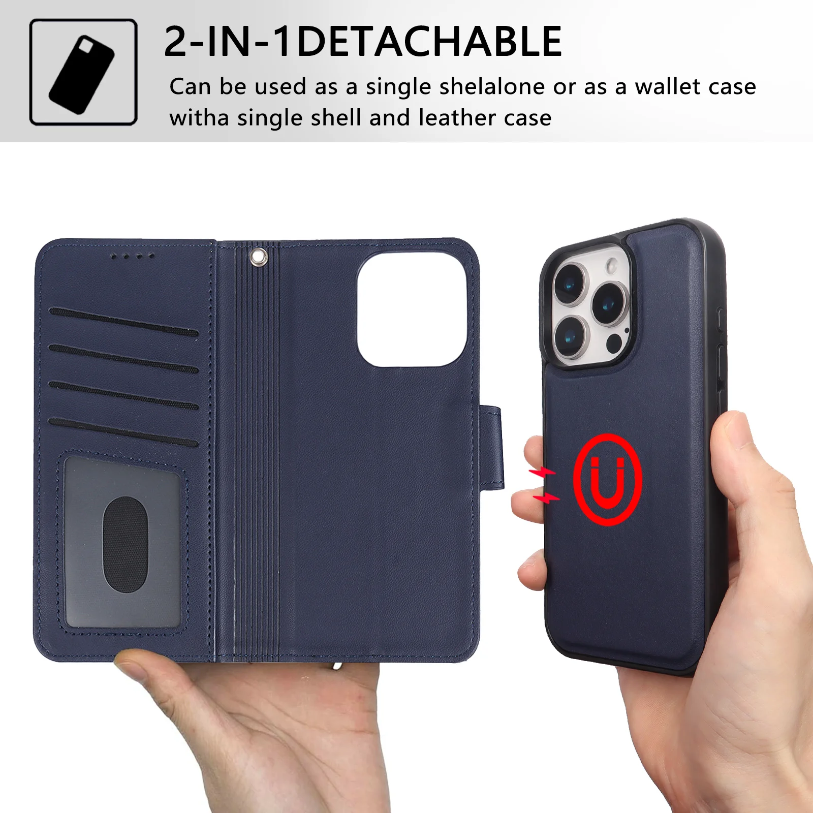 Detachable Leather Purse Bag 2 in 1 Phone Case for Xiaomi 15 Redmi Turbo3 13 14C 4G 14T Pro K70 Ultra Wallet Magnetic Flip Cover