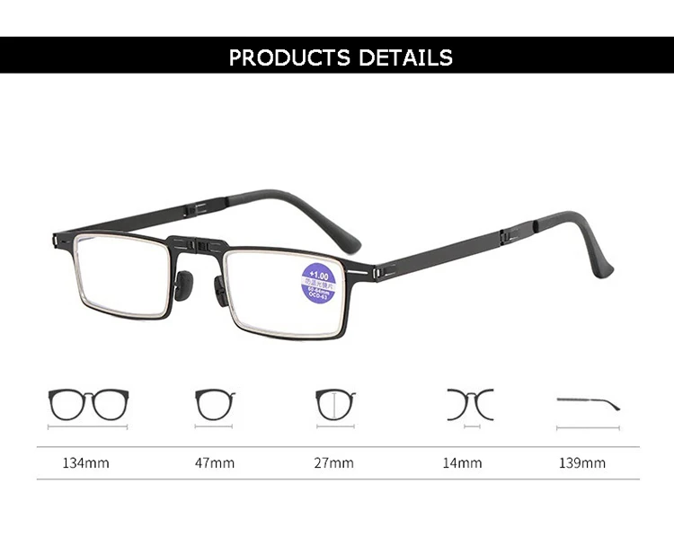 New style anti-blue light reading glasses without screw folding high-grade metal ultra-thin steel reading glasses men and women