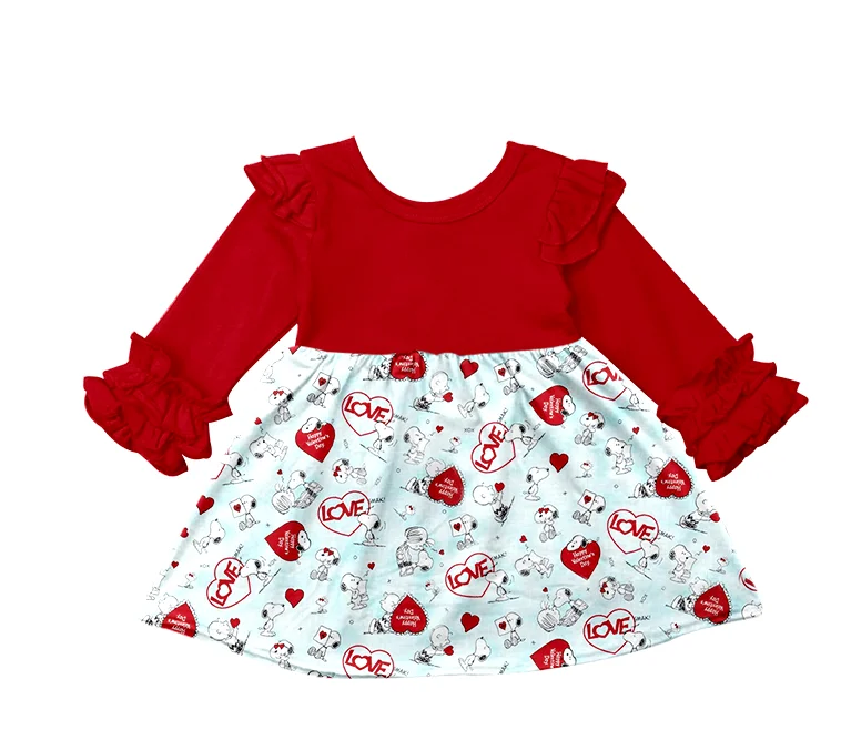 new design Wholesale boutique valentines day fashion baby girl appliqued outfit Customized clothes