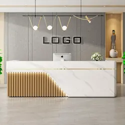 White color new arrival artificial stone luxury design  customized reception desk