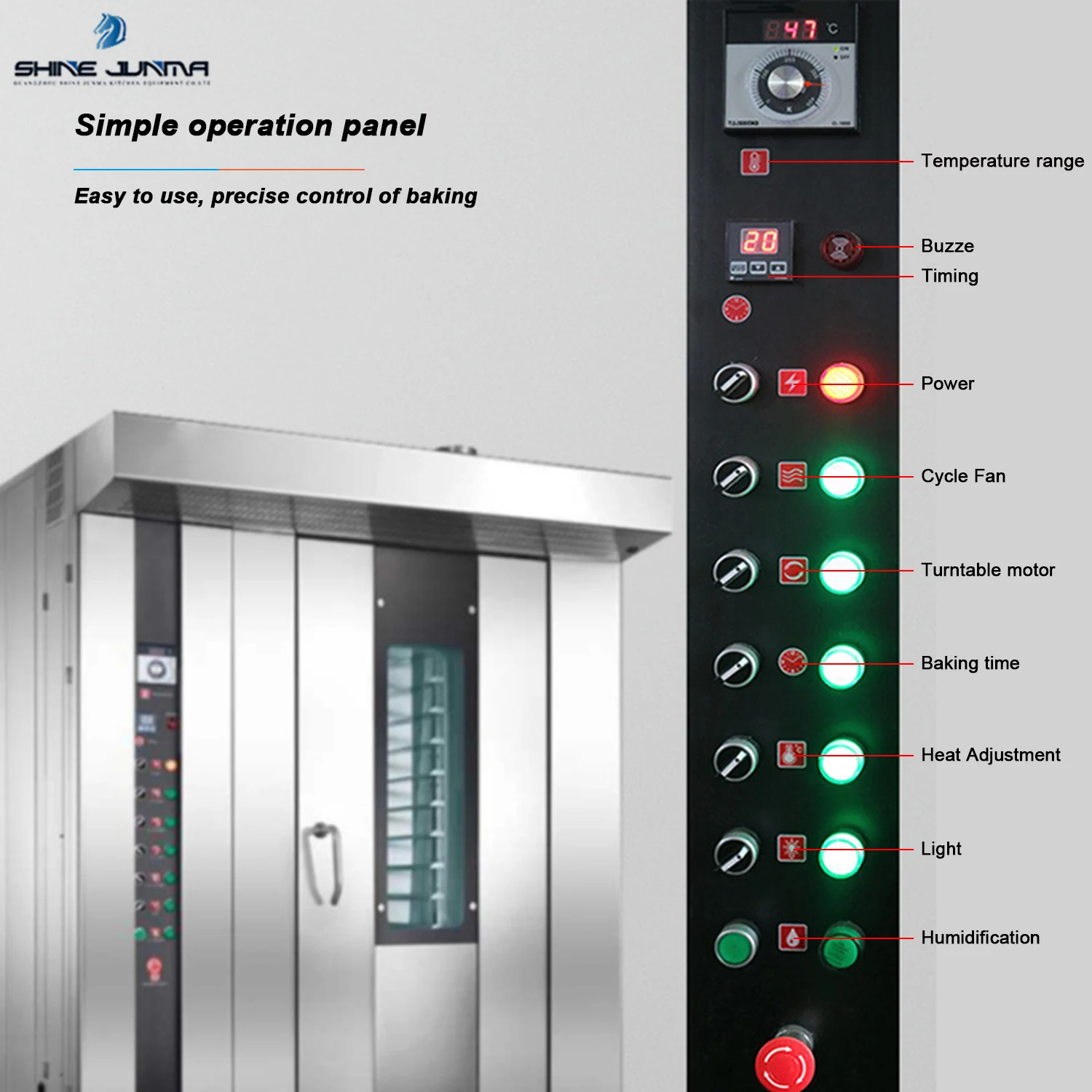 Commercial gas rotary oven 32 tray bread oven with steam system