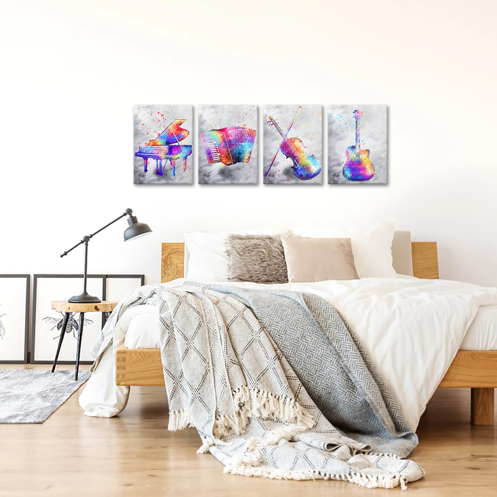 Художественная акриловая живопись фортепиано гармония Музыкальные инструменты Печать на холсте настенное искусство