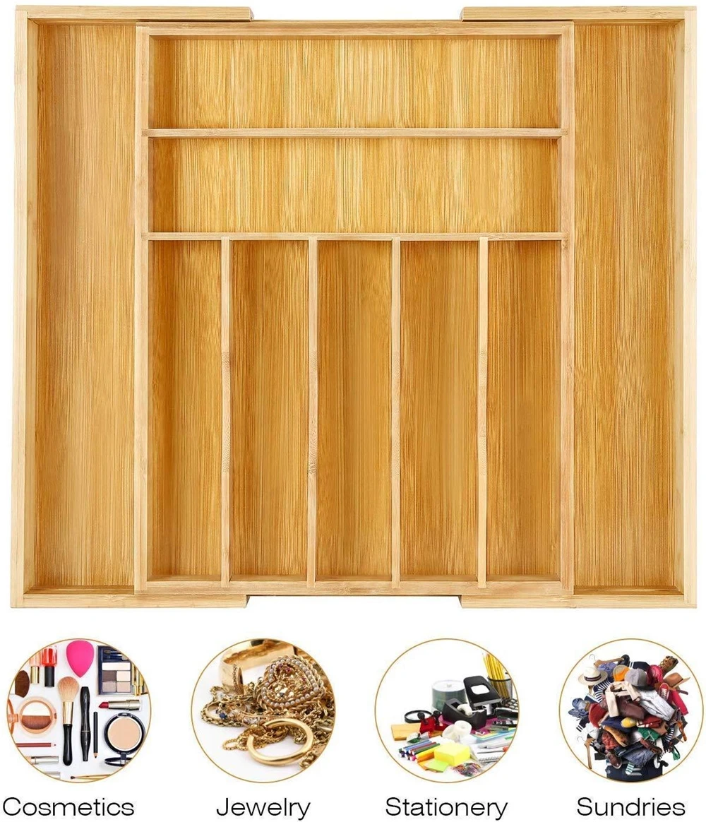 Bamboo drawer organizer kitchen cutlery organizing box, tool organizing box, underwear storage holder
