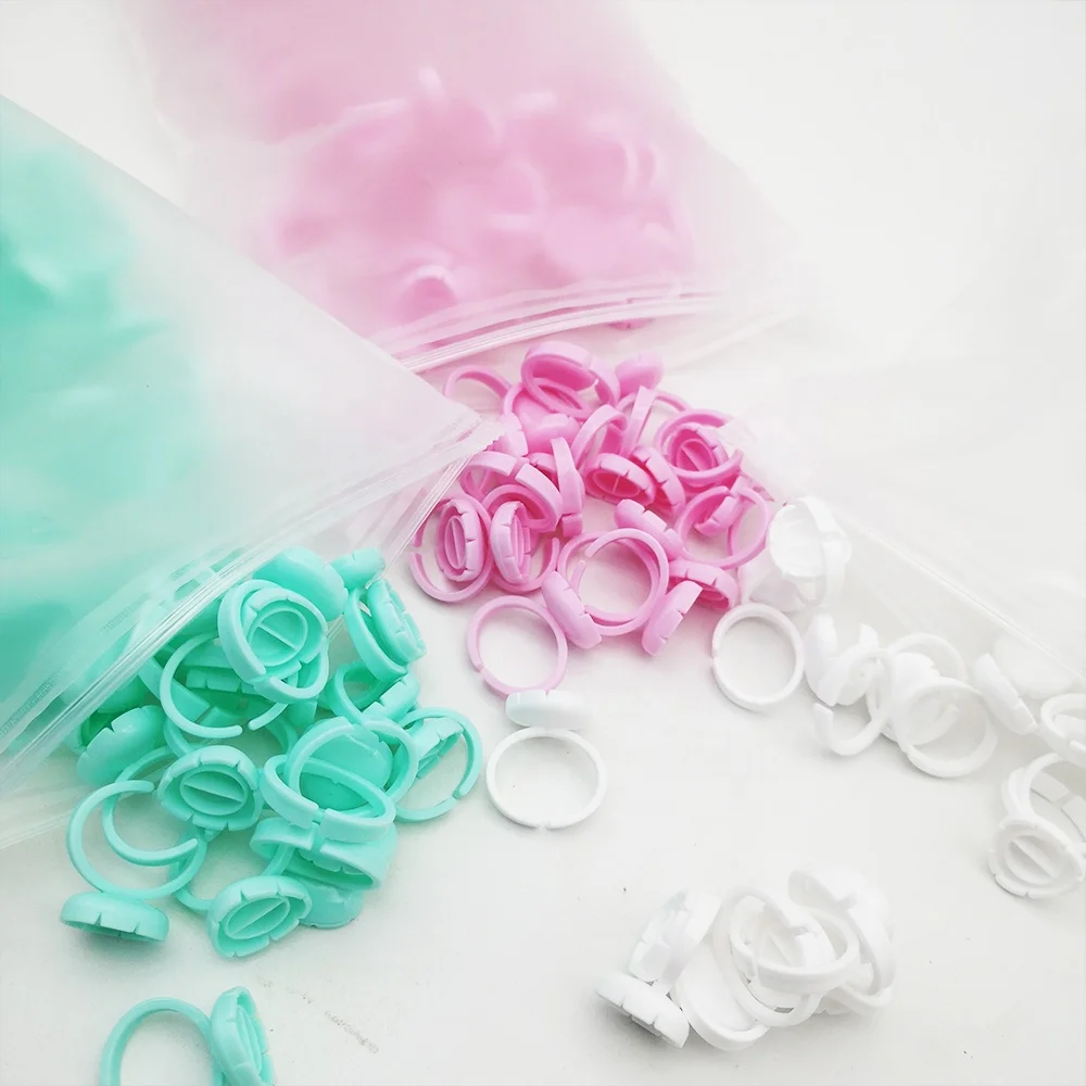 Meecil Wholesale Cheap Plastic Glue Ring Various Size and Styles Lash Glue Ring Custom Package Glue Ring for Eyelash Extension