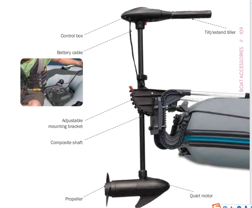 12V Transom Mount marine  kayak Trolling Motor 40Lbs Thrust designed for Intex