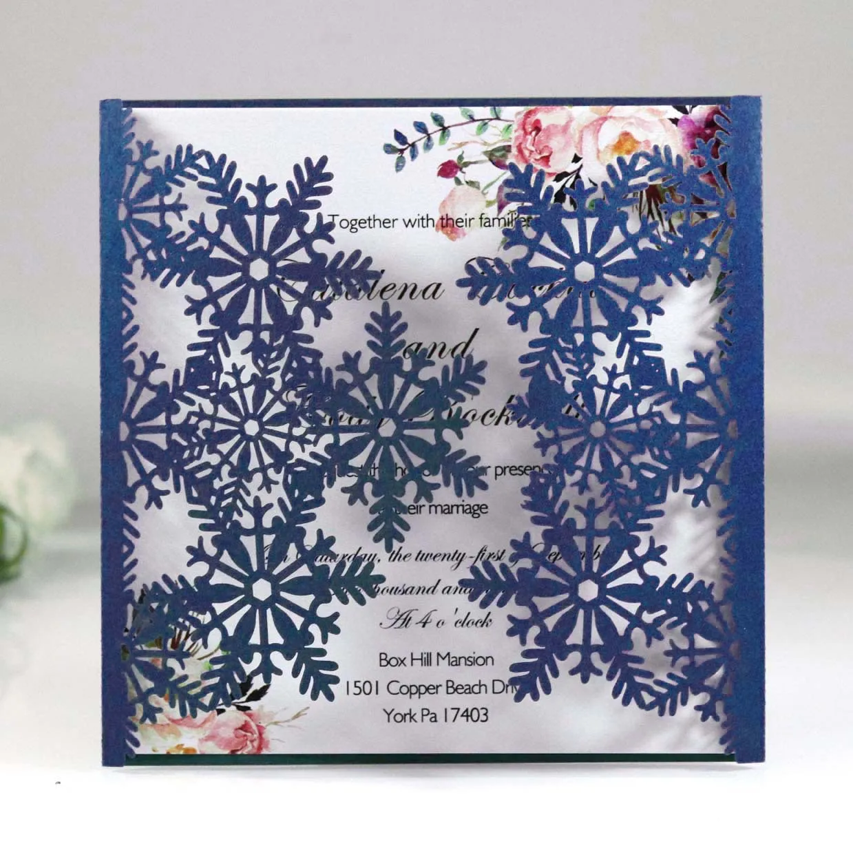 Co-orange Green Paper Hollow Out Expanding Snowflake Creative Wedding Party Card Invitation With Envelope