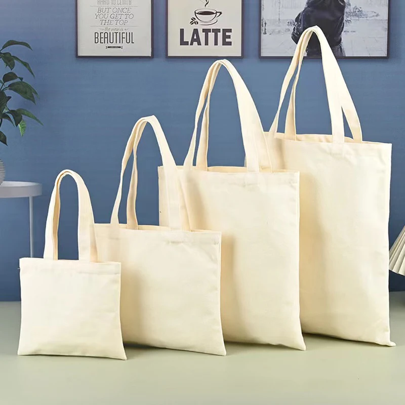 Promotional Personalized Blank Plain Cotton Canvas Bags Reusable Shopping Cotton Tote Bags