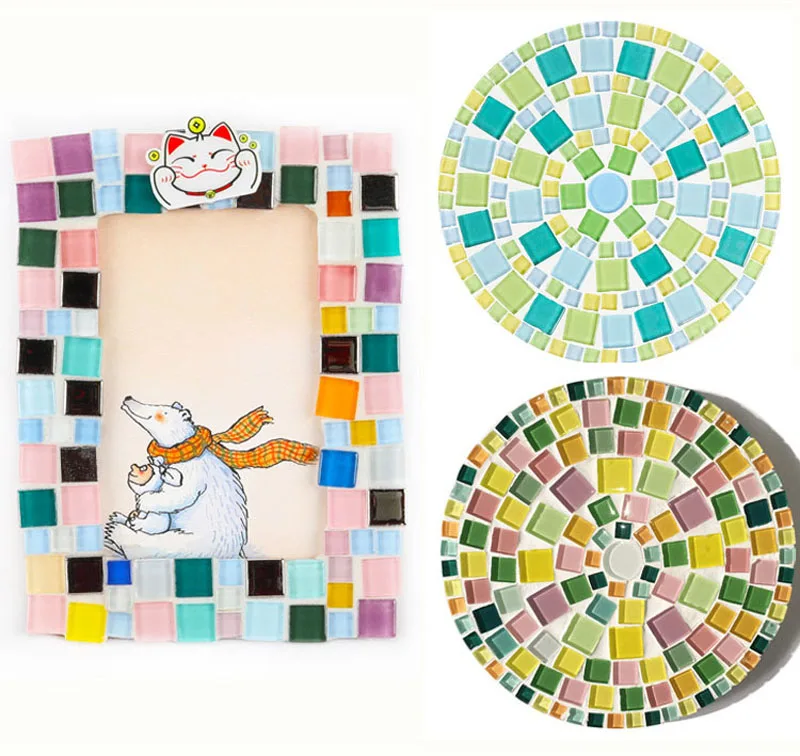 Crystal Mosaic Tiles Squares Stained Glass for Crafts Supplies DIY Picture Frames Handmade Jewelry Coasters Art Decoration