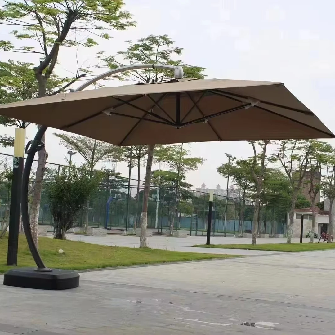 Commercial parasol patio umbrellas large strong stainless steel garden outdoor white Beach Umbrella for cafe and restaurants