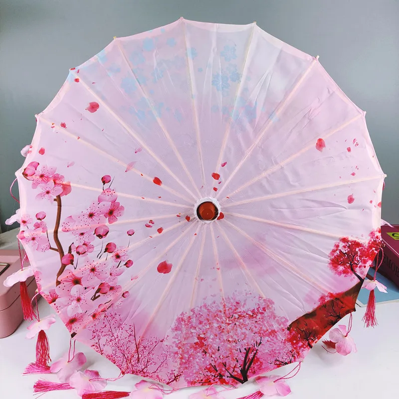 Hot sale kids flower tassels  umbrella ancient costume Hanfu umbrella for girls dance umbrella