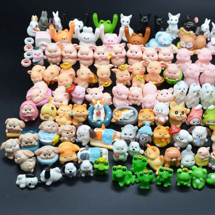 cute cartoon kid children baby toy miniature animal figures dogs cats pig frog rabbit bear panda garden fairy figurine wholesale