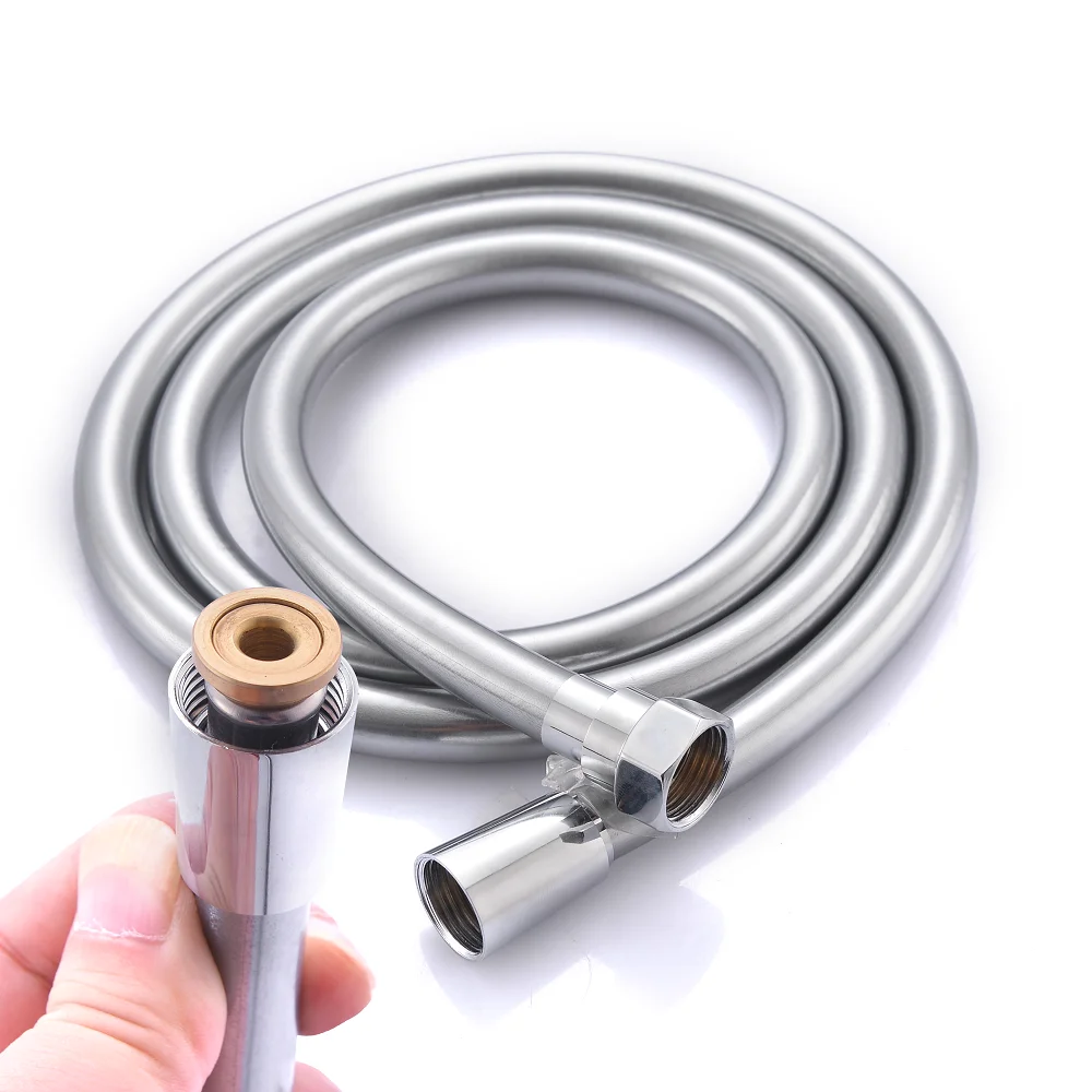 2024 NEW Style 2 Inch Flexible Sliver Hose Reinforced PVC Shower Tube Pipe PVC Shower Hose With Shower Head For Bathroom